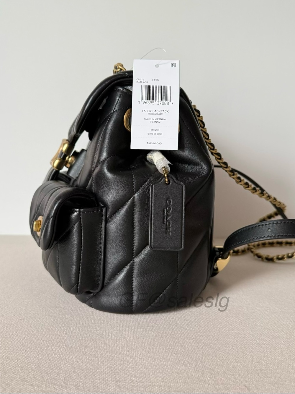 NWT Coach Tabby Quilted Nappa Leather Convertible Backpack CU076 Black Gold - Picture 8 of 16